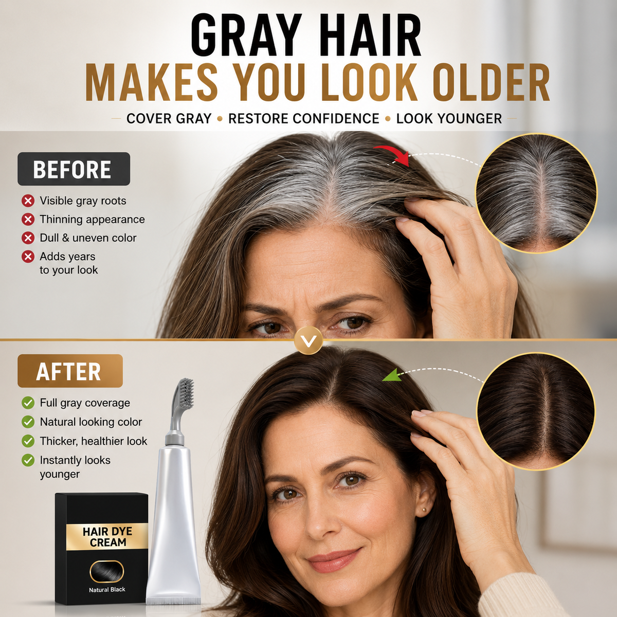 Instant Gray Hair Touch-Up Comb – Easy Root Coverage for Men & Women