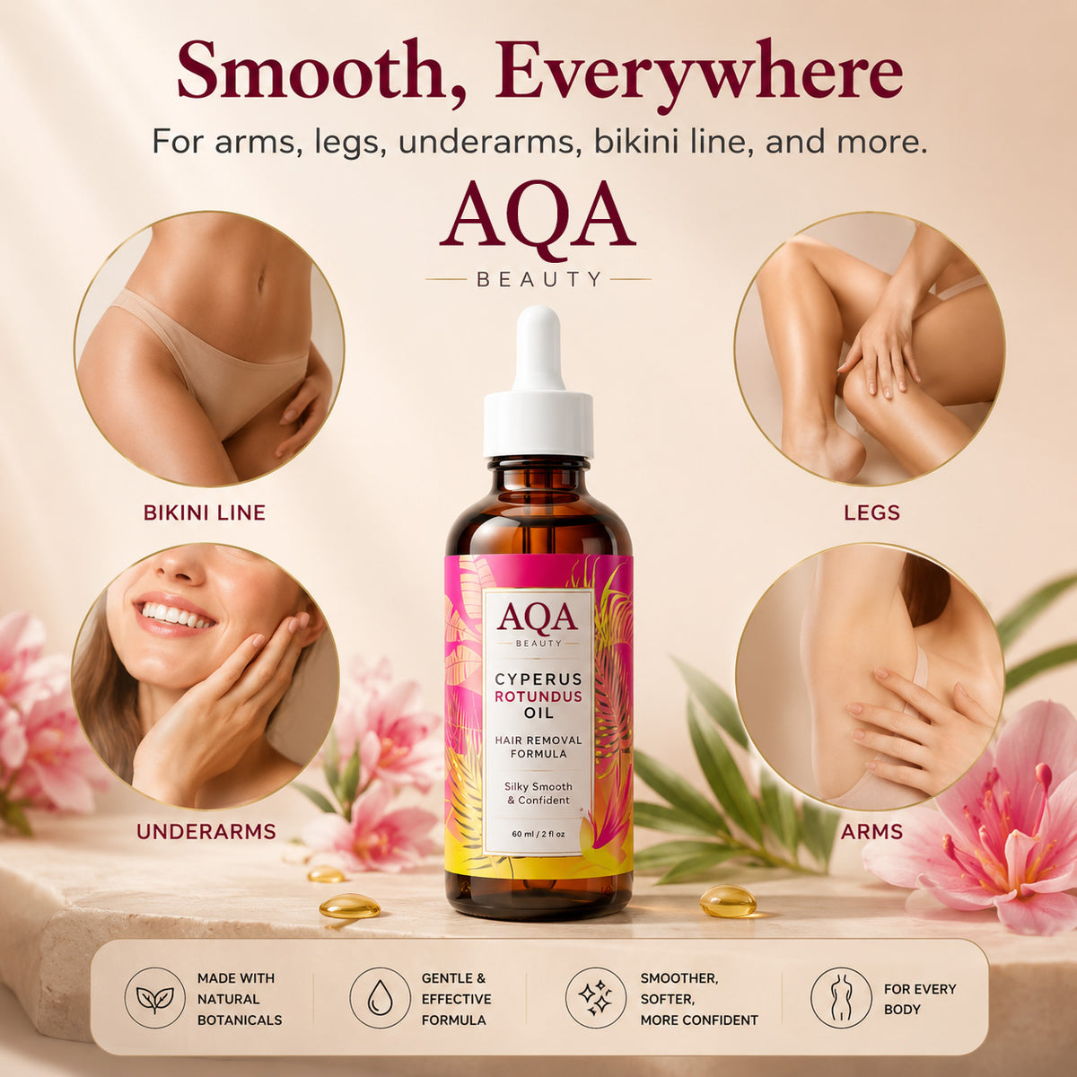 AQA Cyperus Oil – Natural Botanical Oil for Smoother, Softer-Looking Skin & Hair Care