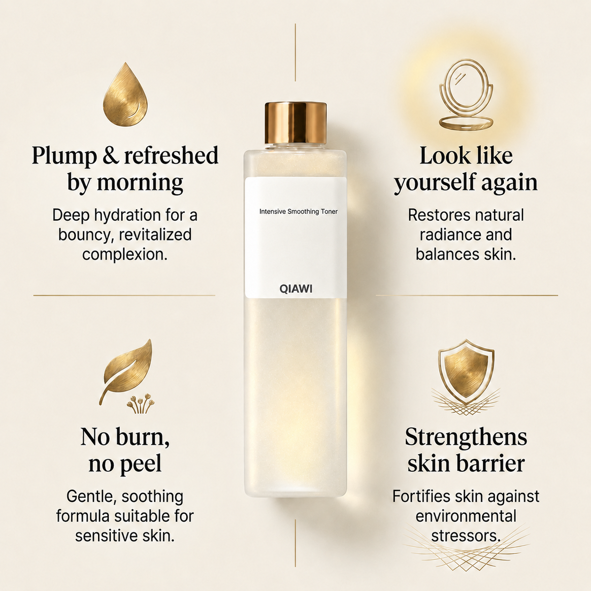 QIAWI Silky Hydration Firming Toner – 68% Silky Water + 30 Peptides, EGF & Ceramides for Plumper, Smoother-Looking Skin