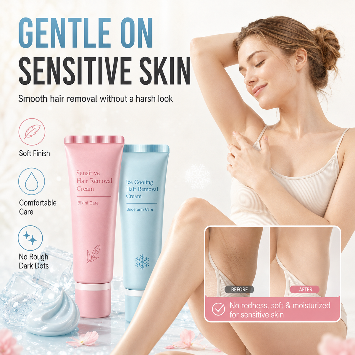 🥳2026 TOP Ice🥳 Hair Removal Cream – Enriched with Rose & Lavender Oil, Niacinamide Brightening – Inhibits Regrowth, Longer-Lasting Smoothness! 💖💨