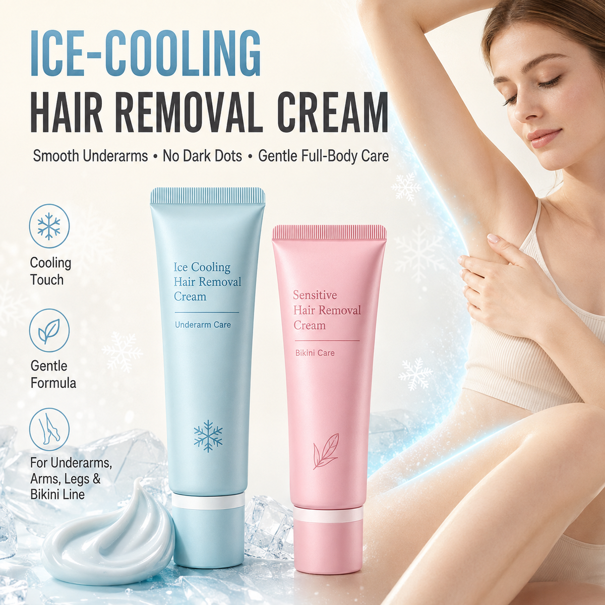 🥳2026 TOP Ice🥳 Hair Removal Cream – Enriched with Rose & Lavender Oil, Niacinamide Brightening – Inhibits Regrowth, Longer-Lasting Smoothness! 💖💨