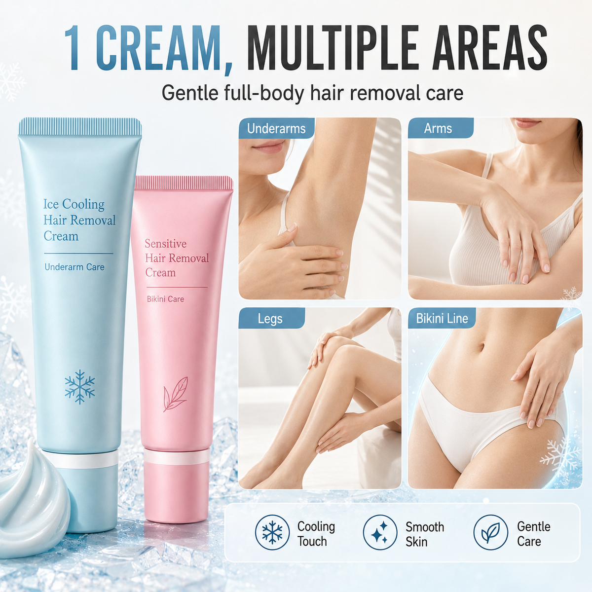 🥳2026 TOP Ice🥳 Hair Removal Cream – Enriched with Rose & Lavender Oil, Niacinamide Brightening – Inhibits Regrowth, Longer-Lasting Smoothness! 💖💨